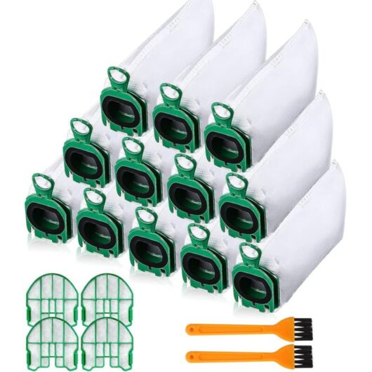 12 Vacuum Cleaner Bags for Vorwerk Kobold VB100 vb 100 FP100 fp 100, Replacement Dust Bag Vacuum Cleaner Bag Kit Compatible with 4 Motor Filters + 2
