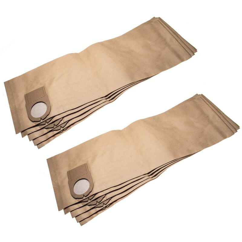 10 Paper Dust Bags compatible with Metabo asa 2025, asa 9050, asr 1250, sho 1150 Vacuum Cleaner, 67.9cm x 24.15cm, brown - Vhbw