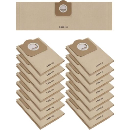 15 Vacuum Cleaner Bags for Karcher WD3 MV3 6.959-130.0, WD3 1629 MV3 Premium Replacement Paper Filter Bags for Wet & Dry Vacuum Cleaner, Bag for