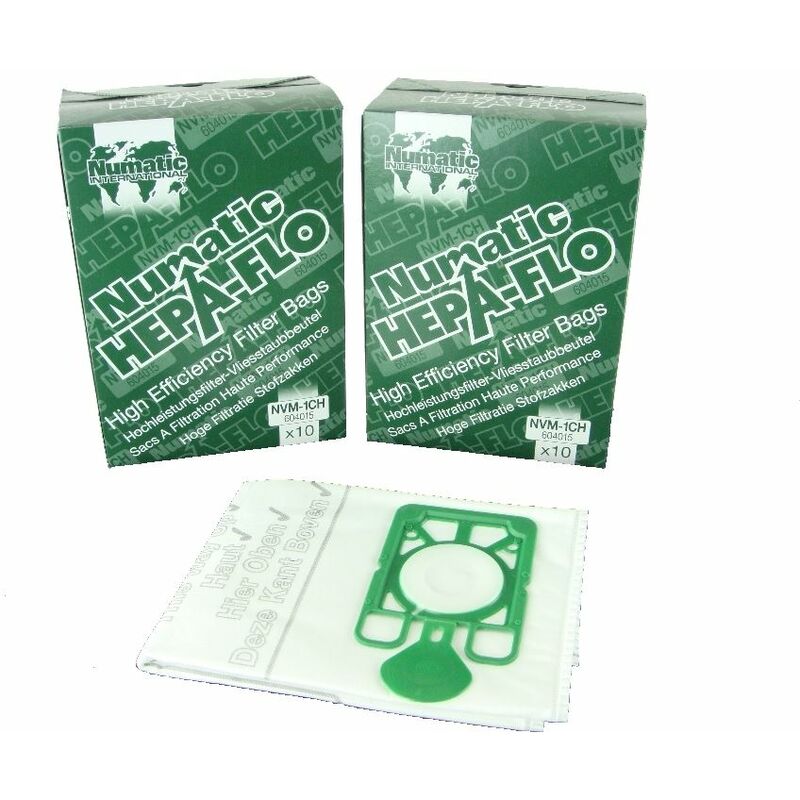 NVM-1CH 3 Layer HepaFlo Filter Vacuum Cleaner Hoover Dust Bags - Pack of 20 - Numatic
