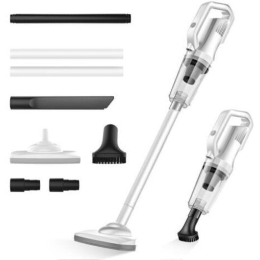 12000Pa Cordless Stick Vacuum Cleaner Without Bag with Front LED Light, 6000mAh Battery, 30 min Runtime, 4-5h Charge, Handheld Vacuum Cleaner for