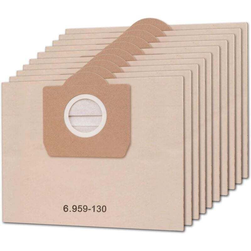 Pack of 10 vacuum cleaner bags, compatible with Kärcher models A2604, A2204 and A2254 - replaces bags 6.959-130.0 - dust bags for Kärcher vacuum